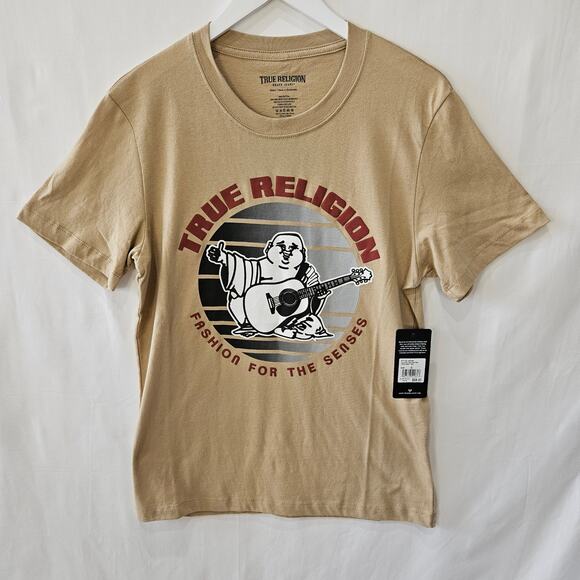 True Religion TR Sunset Tee Short Sleeve Shirt Beige Size Small - Picture 1 of 8